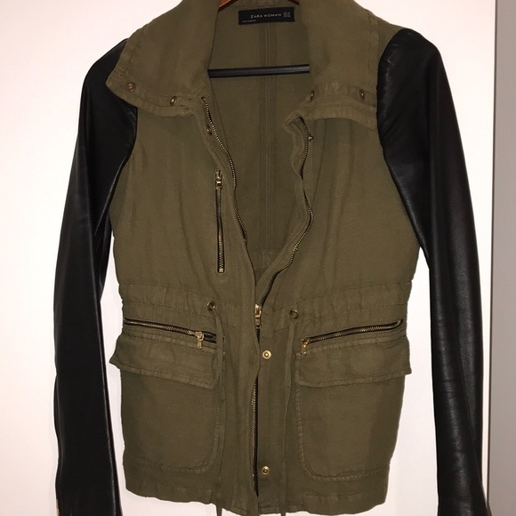 Military Lamb Sleeve leather jacket - XS - Zara - Picture 2 of 4